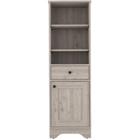 Depot E-Shop Norwalk Linen Cabinet  Three External Shelves  One-Door Cabinet  One Drawer  Two Internal Shelves-Light Grey  For Bathroom