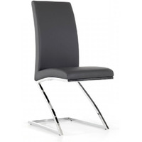 Set Of 2 Modern White Faux Leather And Chrome Dining Chairs