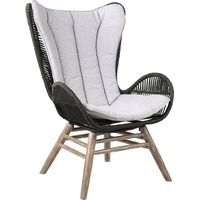 King Indoor Outdoor Lounge Chair In Light Eucalyptus Wood With Truffle Rope And Grey Cushion