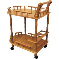 Oak Finish Rolling Wine Bar Cart