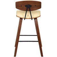 26"" Cream Faux Leather Mid Century Modern Bar Stool
