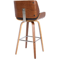 26"" Brown Faux Leather Wooden Base Bar Stool