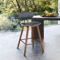 26 Gray Faux Leather Mid Century Modern Bar Stool