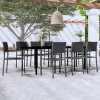 Vidaxl 9 Piece Patio Dining Set Black
