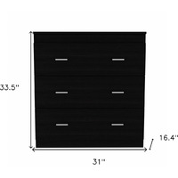 33"" Black Three Drawer Dresser