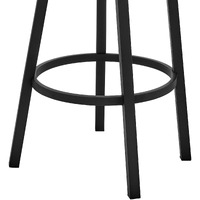 30"" Chic Grey Faux Leather With Black Finish Swivel Bar Stool