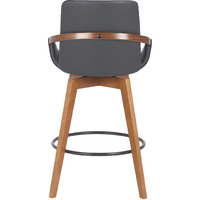 26"" Luxurious Grey Faux And Walnut Wood Swivel Bar Stool