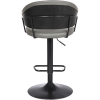 Adjustable Grey Faux Leather Black Wood And Metal Bar Stool