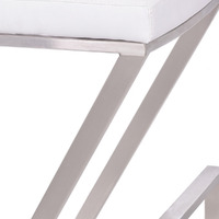 26"" Contempo White Faux Leather And Stainless Backless Bar Stool