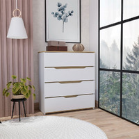 Dresser Oboe  Superior Top  Four Drawers  White  Light Oak Finish(D0102Hgeyca)