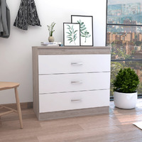 Three Drawer Dresser Lial  Superior Top  Metal Hardware  Light Gray  White Finish(D0102Hge63U)