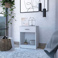 Nightstand Coco  Single Drawer  Lower Shelf  White Finish(D0102Hge6Cg)