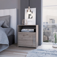 Nightstand Cuarzz  One Cabinet  Light Gray Finish(D0102Hge6G7)