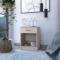 Nightstand Coco  Single Drawer  Lower Shelf  Light Gray Finish(D0102Hge6Hg)