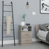 Nightstand Olienza  Two Drawers  One Shelf  Light Gray Finish(D0102Hge1Q7)