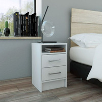 Nightstand Cartiz  Two Drawers  White Finish(D0102Hgedhg)