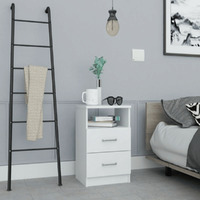 Nightstand Olienza  Two Drawers  One Shelf  White Finish(D0102Hge1Zu)