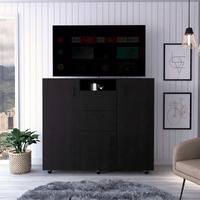 Double Door Cabinet Dresser Quizz  Two Drawers  Single Cabinet  Rod  Black Wengue Finish(D0102Hged8U)