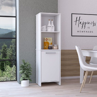 Kitchen Pantry Feery  Single Door Cabinet  Interior And External Shelves  White Finish(D0102Hge62W)