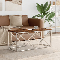 Vidaxl Coffee Table Stainless Steel And Solid Wood Reclaimed