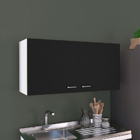 Wall Cabinet Toran  Two Shelves  Double Door  Black Wengue Finish(D0102Hgeywu)