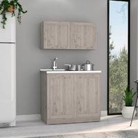 Cabinet Set Zeus  Two Shelves  Light Gray Finish(D0102Hgempa)