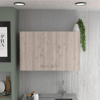 Wall Cabinet Toran  Two Shelves  Double Door  White  Light Gray Finish(D0102Hged6V)