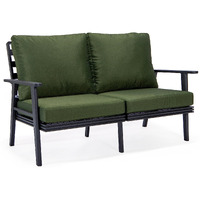 Leisuremod Walbrooke Modern Outdoor Patio Loveseat With Black Aluminum Frame And Removable Cushions For Patio And Backyard Garden