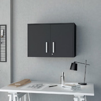 Wall Storage Cabinet Lions  3 Shelves  Double Door  Black Wengue Finish(D0102Hgeysa)