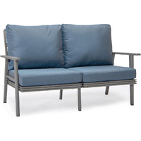 Leisuremod Walbrooke Modern Outdoor Patio Loveseat With Gray Aluminum Frame And Removable Cushions For Patio And Backyard Garden