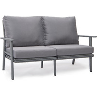 Leisuremod Walbrooke Modern Outdoor Patio Loveseat With Gray Aluminum Frame And Removable Cushions For Patio And Backyard Garden