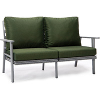 Leisuremod Walbrooke Modern Outdoor Patio Loveseat With Gray Aluminum Frame And Removable Cushions For Patio And Backyard Garden