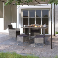Vidaxl 4 Piece Patio Chair And Stool Set Poly Rattan Gray