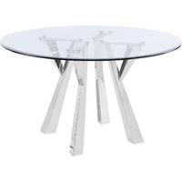 Alaia Round Glass Top Dining Table Clear And Chrome
