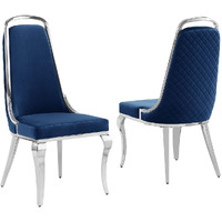 Best Quality Furniture Sc310-317 Dining Chairs  Navy Blue/Silver