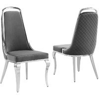 Best Quality Furniture Sc310-317 Dining Chairs  Dark Gray/Silver