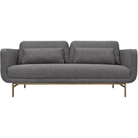 Lilou 77"" Gray Fabric Sofa With Antique Brass Metal Legs
