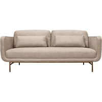 Lilou 77"" Beige Fabric Sofa With Antique Brass Metal Legs