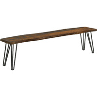 Neve Live-Edge Dining Bench With Hairpin Legs Sheesham Grey And Gunmetal