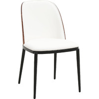Leisuremod Tule Mid-Century Modern Dining Side Chair With Leather Seat And Powder-Coated Steel Frame For Kitchen And Dining Room