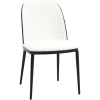 Leisuremod Tule Mid-Century Modern Dining Side Chair With Leather Seat And Powder-Coated Steel Frame For Kitchen And Dining Room