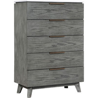 Nathan 5-Drawer Chest White Marble And Grey