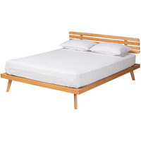 Baxton Studio Joaquin Modern Japandi Rustic Brown Finished Wood Queen Size Platform Bed