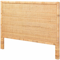 Bali & Pari Adelyn Modern Bohemian Natural Brown Rattan And Mahogany Wood King Size Headboard