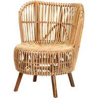 Bali & Pari Nagoya Modern Bohemian Natural Rattan Wide Seat Lounge Chair