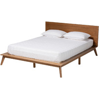 Baxton Studio Wheatley Mid-Century Modern Walnut Brown Finished Wood King Size Platform Bed