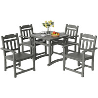Vevor 5 Pieces Patio Dining Set  Outdoor Square Furniture Table And Chairs  All Weather Garden Furniture Table Sets  Hips Small Patio Conversation Set  For Lawn  Deck  Backyard  Poolside  Light Gray