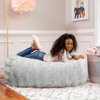 Jaxx Sofa Saxx Bean Bag Couch - 4 Foot - Faux Fur  Silver