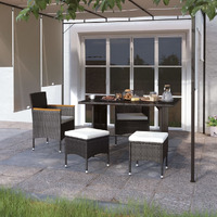 Vidaxl 4 Piece Patio Chair And Stool Set Poly Rattan Black