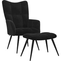 Vidaxl Relaxing Chair With A Stool Black Velvet